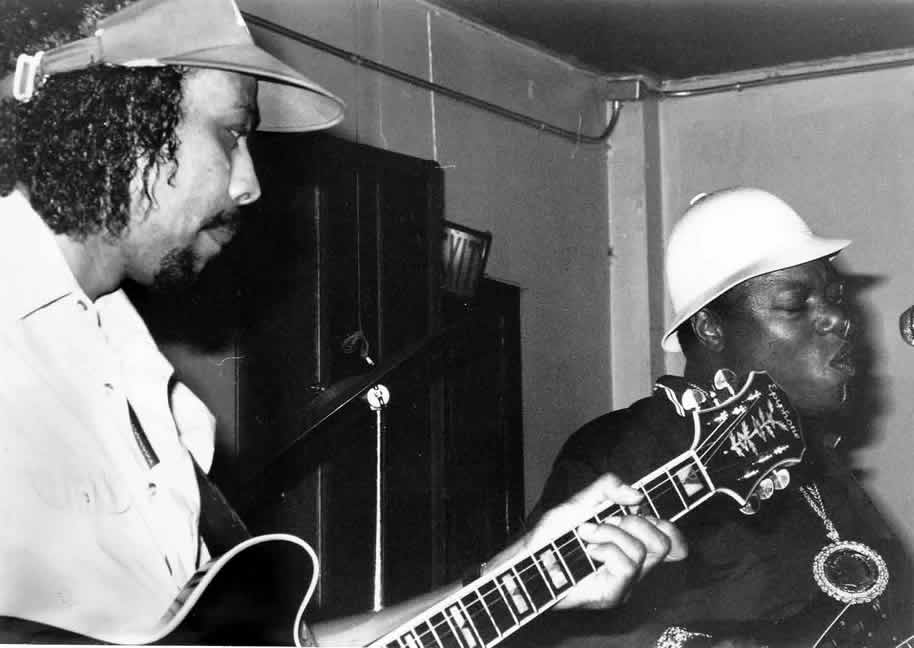 Magic Slim and the Teardrops with John Primer on 2nd guitar and LV Johnson sitting in at The Cuddle Inn in 1986 - By Andre Hobus 1