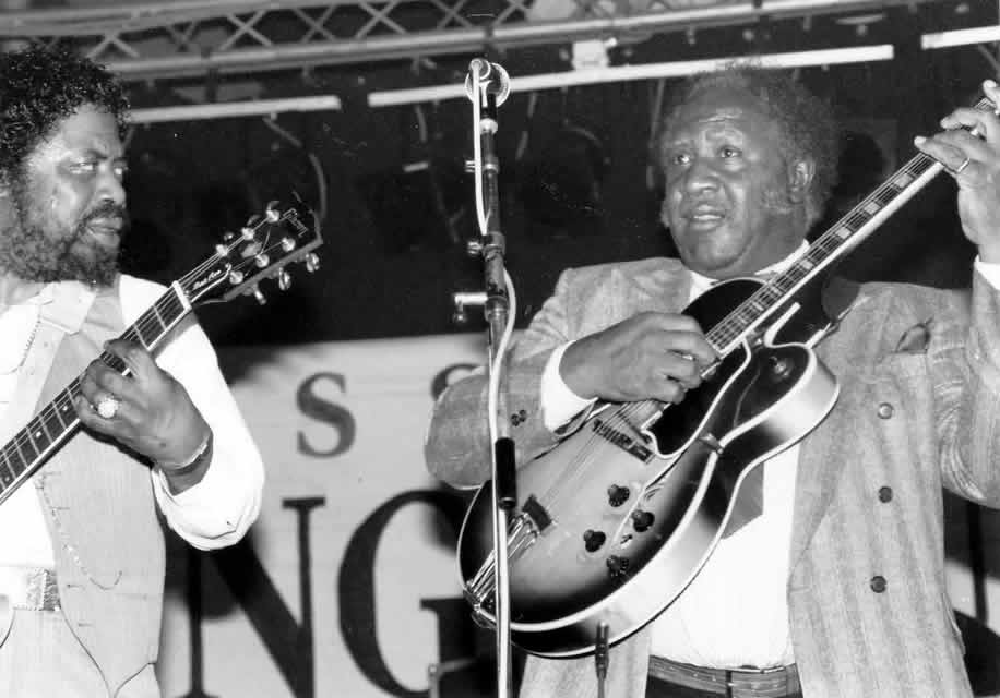 Son Seals and Fenton Robinson at Ecaussines Festival, France, in 1992 - By Andre Hobus